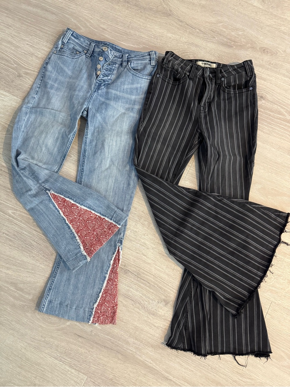 Lot of 2 Rock & Roll Cowgirl stripe flare jeans